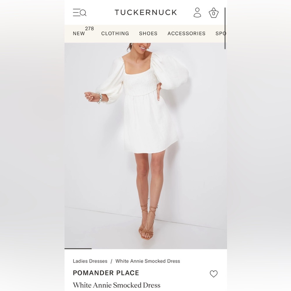 NWT POMANDER PLACE White Annie Smocked Dress